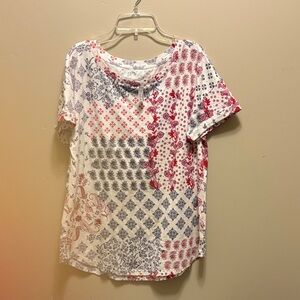 Patterned Women's Top - Red and Blue